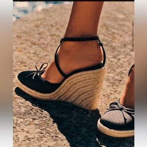 Zara Black Espadrille Wedge Sandals